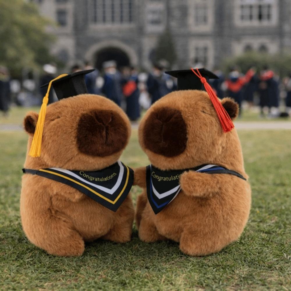 Cartoon Design Cute Stuffed Animal Soft Material Doctor Hat Capybara  Gift Giving