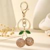 Shiny Creative Rhinestone Cherry Keychain Luxury Exquisite Keyring Cute Bag Pendant Charm for Holiday Souvenir