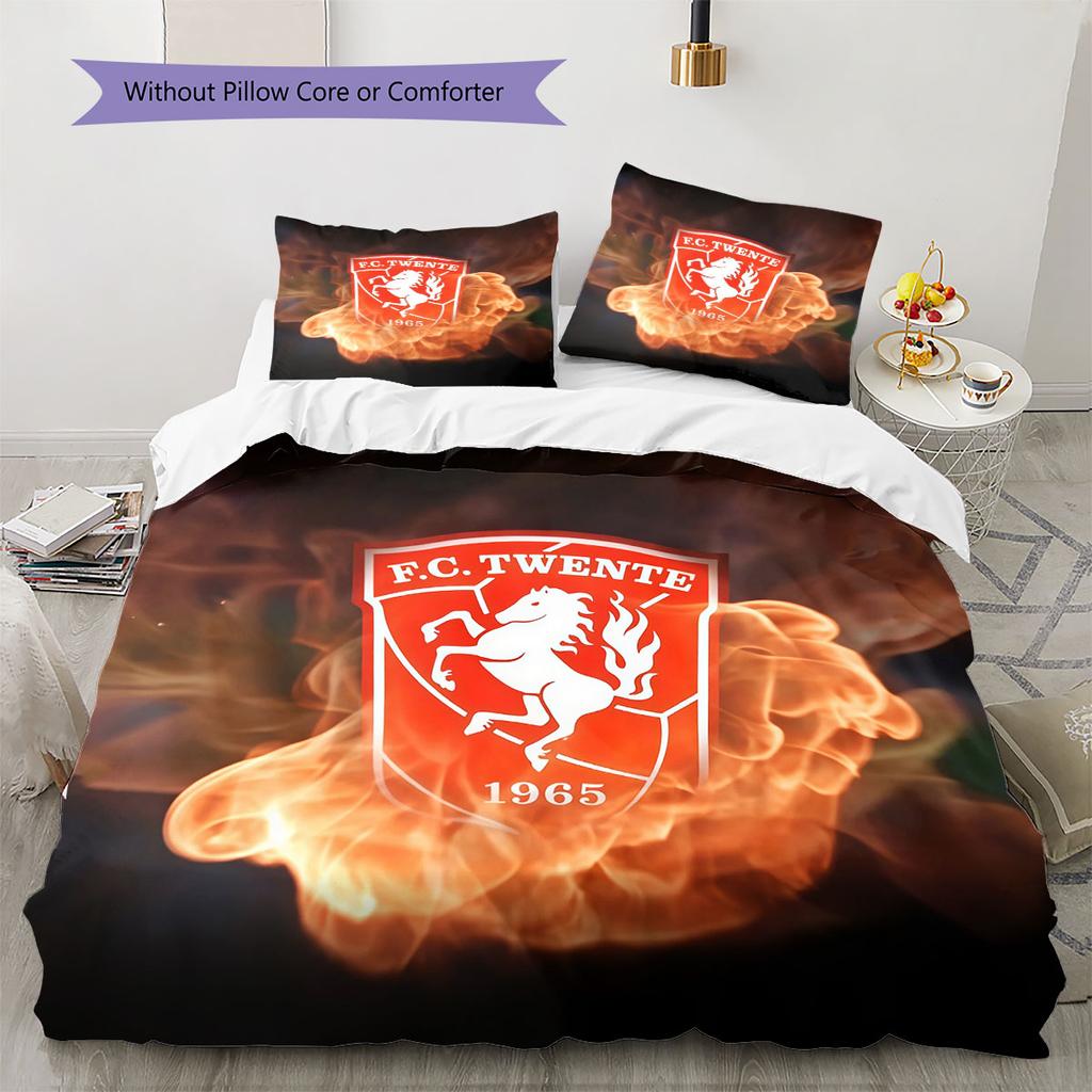Biancheria da letto con motivo FC Twente Enschede Decorazione per la casa Regalo di compleanno ( 1 copripiumino + 2 federe, senza imbottitura),merchandising per fan.