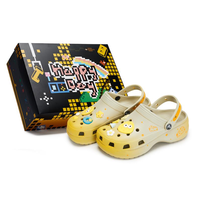 

Crocs Classic Platform Clog 811 Made Mango Cheese Special Shoe Box Cute Cartoon Summer Soft Squishy Feel Women s Clogs Beige 34-35