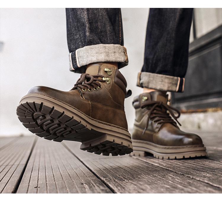 Men's Retro High-Top British Style Leather Motorcycle Boots