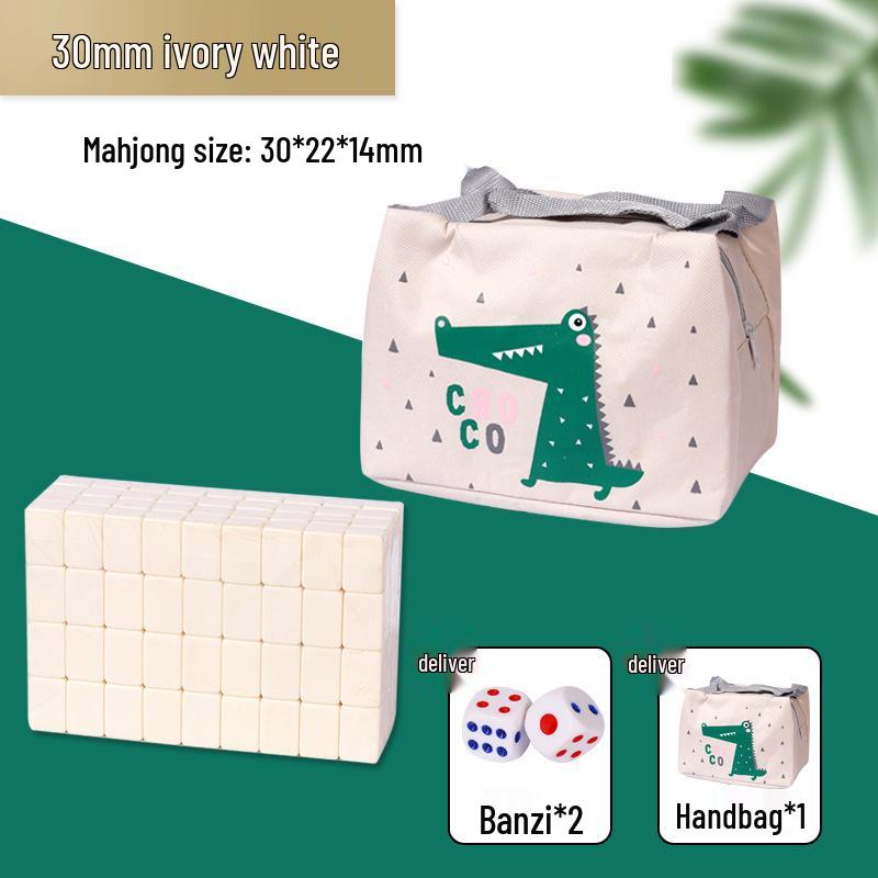 Compact Travel Mahjong Set - 24mm & 30mm Tiles, Solid Carved Sparrow Design, Ideal for Dorms and Table Games