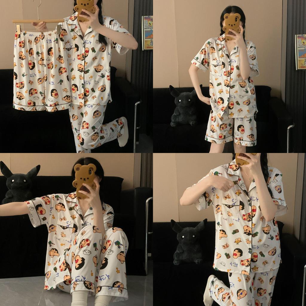 Cartoon Summer Sleepwear Set For Men And Women With Milk Silk Fabric Breathable Lounge Wear