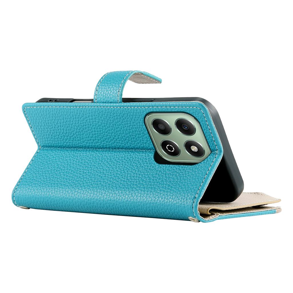 For Honor X6b 4G Case Zipper Wallet Color Splicing Leather Flip Phone Cover with Straps