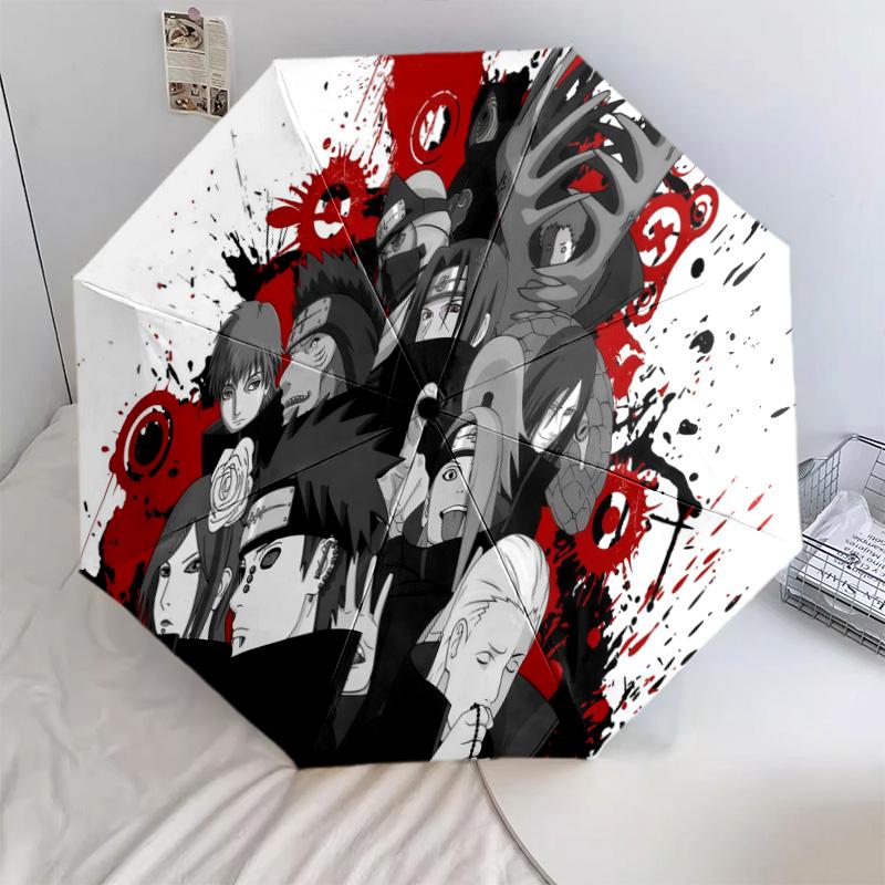1 Stück Automatischer Faltregenschirm - Naruto Feuerbestimmungsmuster Tragbares faltbares Design Mit 8 Speichen Weihnachts-Geburtstagsgeschenke