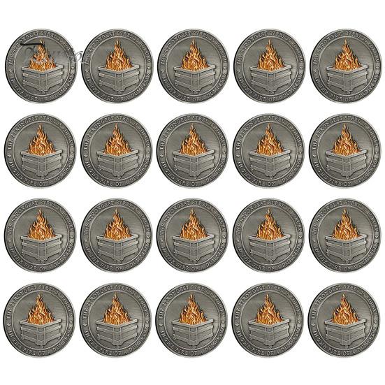 

Dumpster Challenge Coin Dumpster Настольные аксессуары Двусторонний веселый медальон для сотрудников Подарки в знак признательности Офисный декор 20PCS серебряный