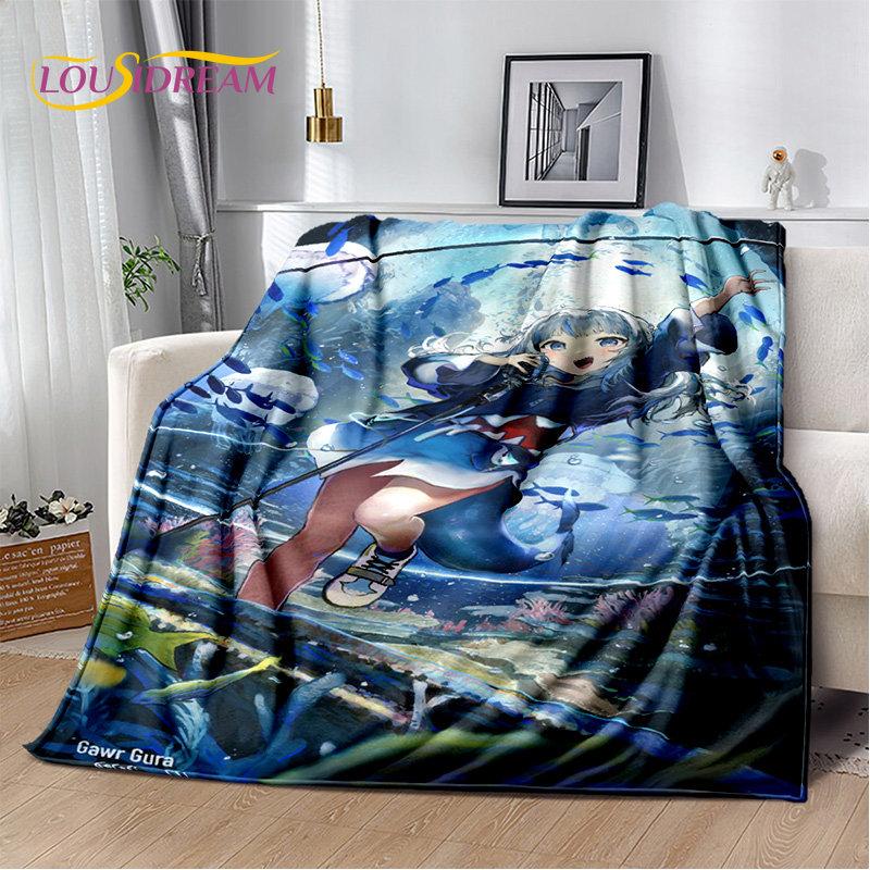 Gawr Gura Hololive Cute Anime Soft Plush Blanket,Flannel Blanket Throw Blanket for Living Room Bedroom Bed Sofa Picnic Cover Kid