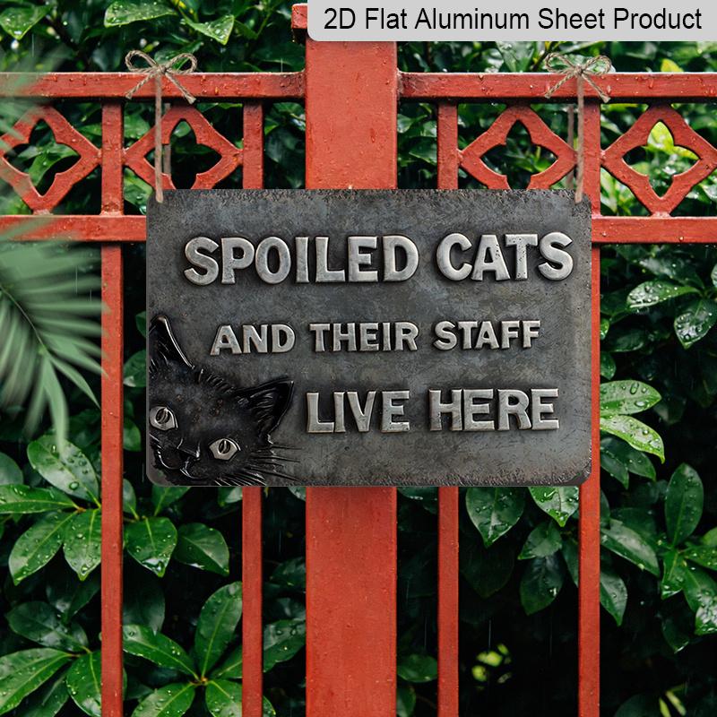 2D Flat 1pc Vintage Pet Welcome Aluminum Wall Sign (8 Inches X 12 Inches) Fun Wall Decor Sign Display, Cat Decoration, Cute Cat Decor, Letter Design