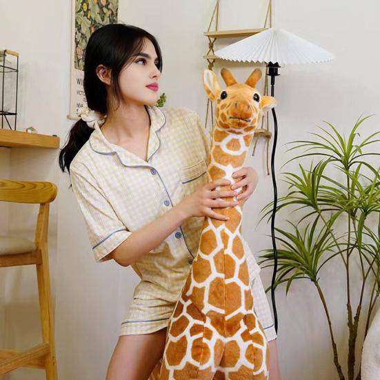 Large Lifelike Giraffe Plush Doll 100/120/140cm Soft Stuffed Animal for Kids Skin-Friendly Giraffe Pillow Home Decor Photography Prop