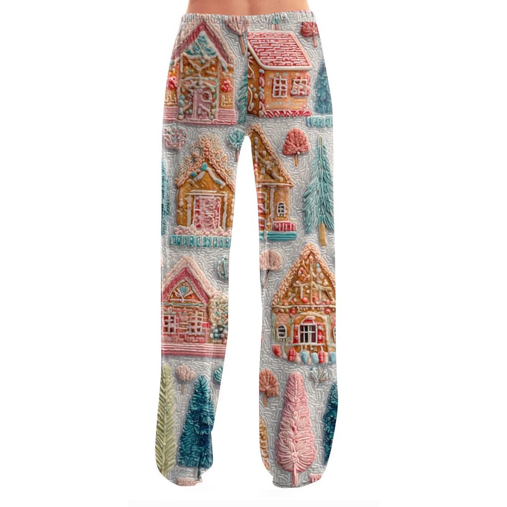 Women's Casual Fashion Christmas Printed Trousers Plush Casual Pants