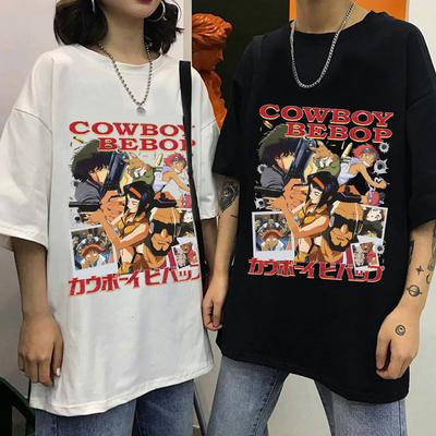 Cool Cowboy Bebop T Shirts Men Fashion Short Sleeve Casual Anime Space Spike Japanese Manga Jet Faye Tshirt O-neck Tee Tops Merch