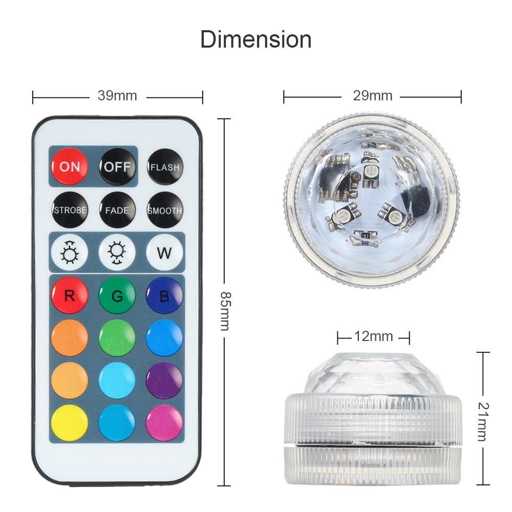 Mini LEDs RGB Submersible Light Colorful Lamp Underwater Candle Light IP68 Water Resistance with