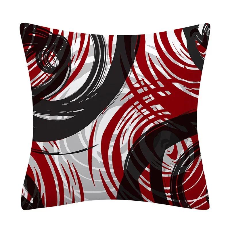 45X45Cm Red Series Geometric Pillowcase Abstract Pachwork Square Cushion Cover Sofa Car Waist Throw Pillowslip Home Decor