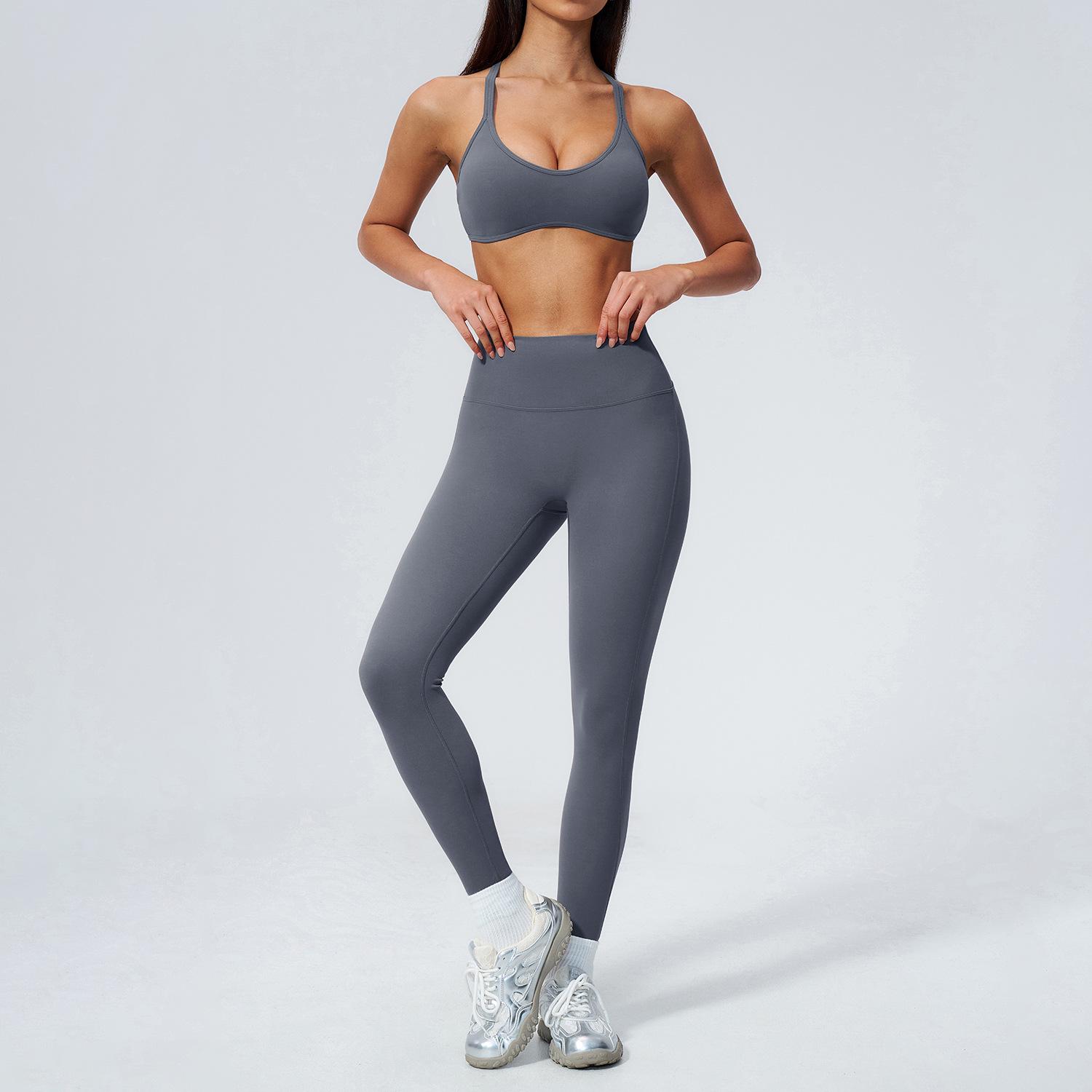 Dare to Show Patchwork V-neck Yoga Suit: High Waist Peach Butt Fitness Set Small