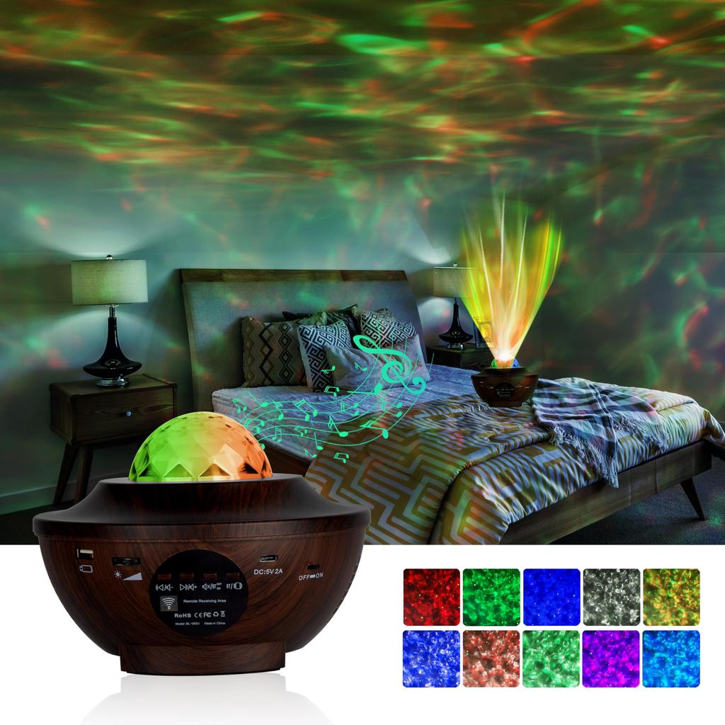 ZEAKOC Remote Control Aurora Star Projector, Planetarium for Home Use, 10 Lighting Modes, Music Playback, Voice Control, Adjustable Brightness,