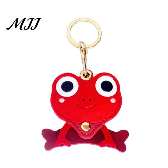 Frog Access Card Holder Creative Leather Keychain Pendant Cute Frog-Shaped Portable Anti-Lost Bag Charm School Accessories Small Gifts красный