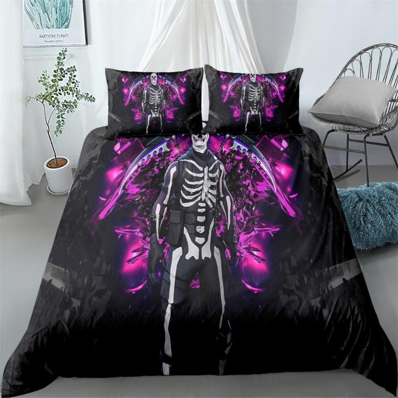 Ensemble de literie Fortnite Housse de couette Taie d'oreiller Décoration dessin animé de jeu Couvre-lit Housse de couette de chambre Ensemble de literie Cadeau de Noël pour enfants