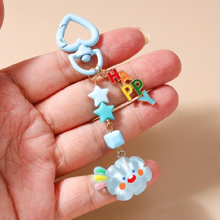 Whimsical Cloud Star Keychain Metal Beadwork Cloud Shaped Keyring Pendant Cute Functional Gift for Women and Teens