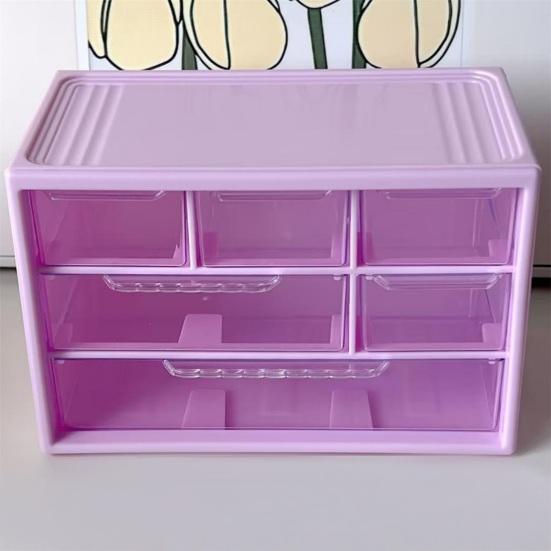 

Ящик для рабочего стола, большая вместимость, 6 отделений, прозрачные видимые косметические стационарные аксессуары для волос, органайзер для хранения ювелирных изделий, контейнер