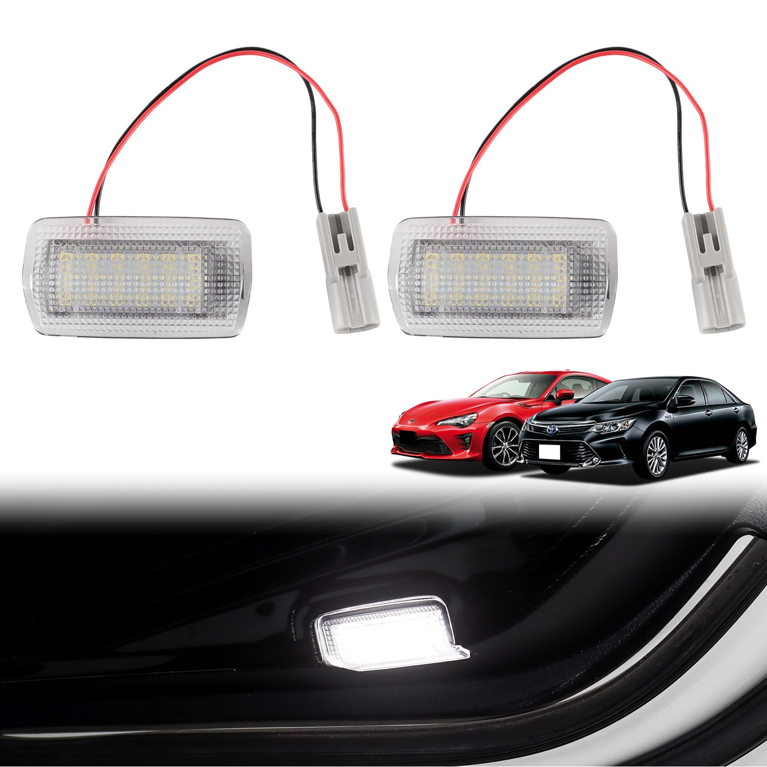 

GIMUYA LED Courtesy Lights for Toyota 86 Camry Hybrid and Mirai JPD10 Welcome Genuine High Includes Installation Set of 2 ZN6, (50 Series), Lights,