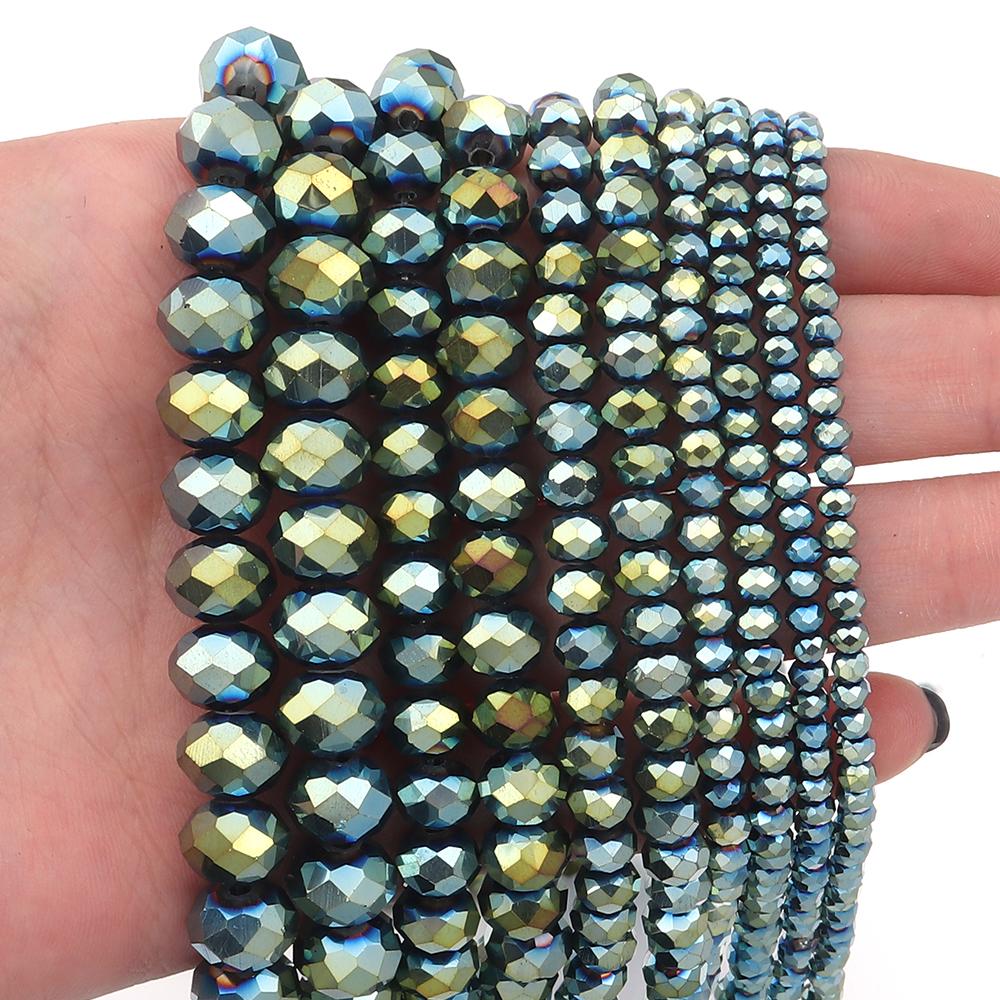 3/4/6/8/10mm Faceted Crystal Beads Green AB Abacus Glass Loose Spacer Beads For Jewelry Making DIY Necklace Bracelet Accessories