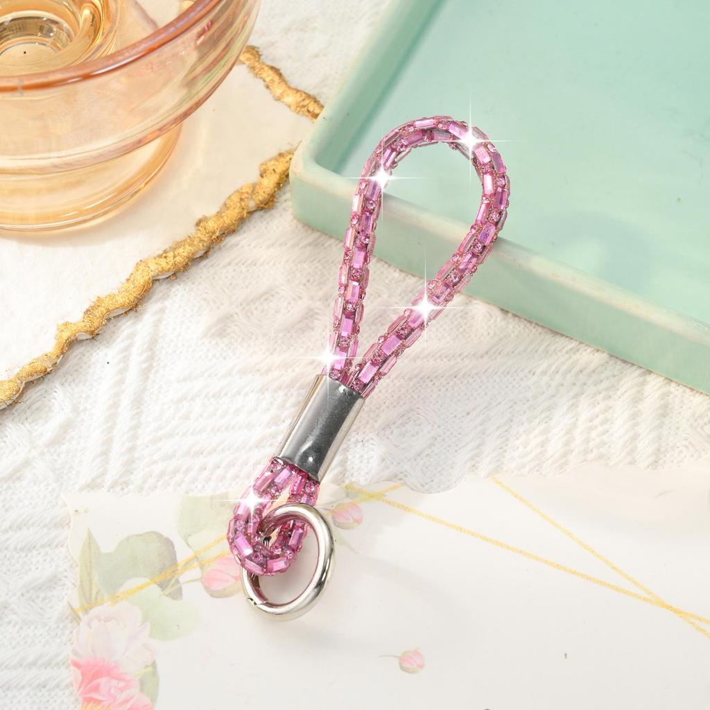 Laccio da polso per telefono con strass alla moda - Portachiavi con ciondolo a diamante anti-smarrimento.