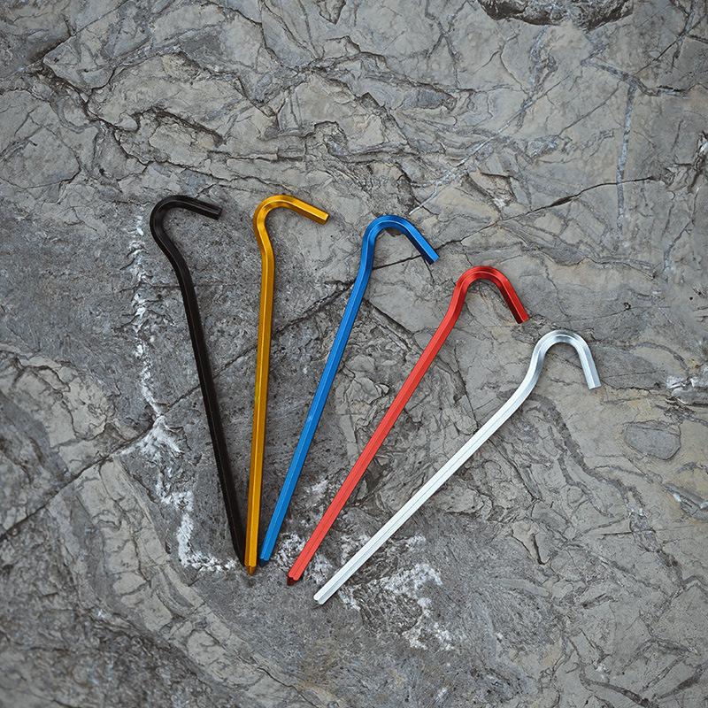 Outdoor Canopy Tent Ground Nails Hexagonal Ground Nails Hexagonal Aluminum Alloy Lengthened Bold Question Mark Ground