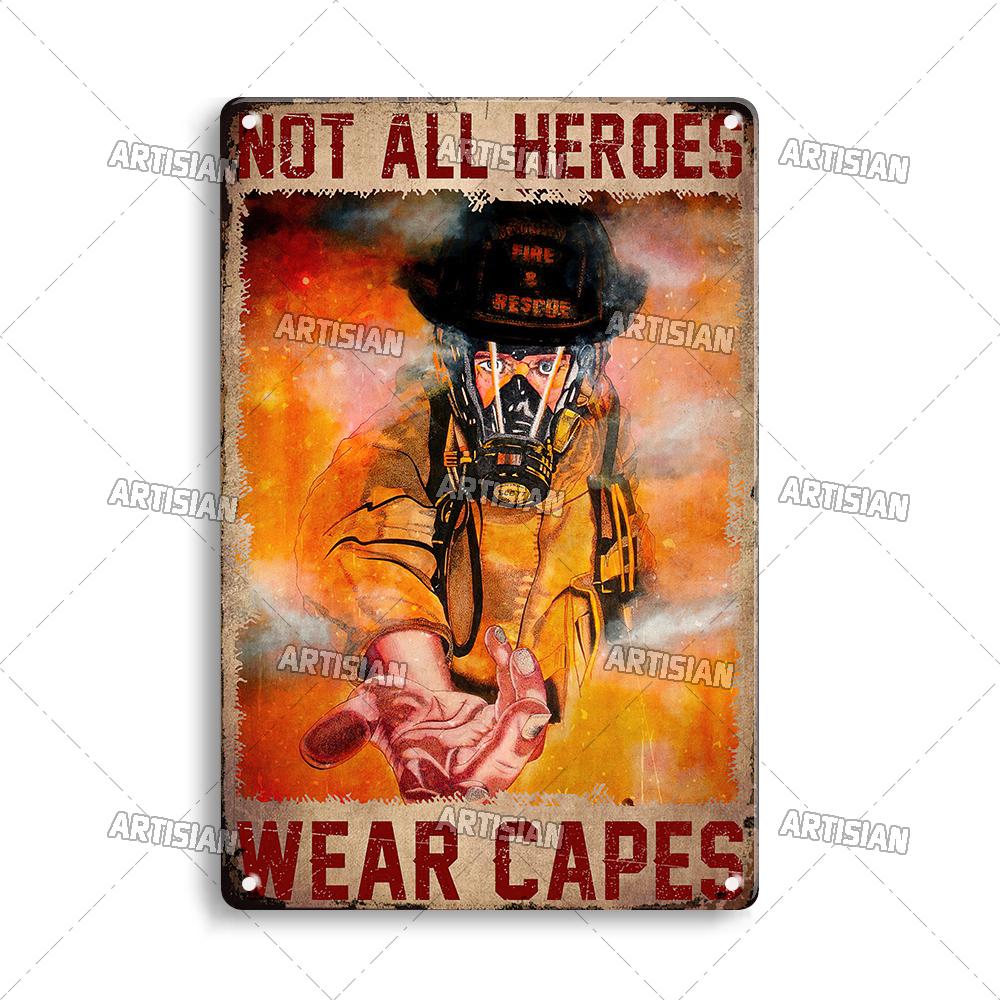 Artisian Firefighter Metal Sign Fireman Vintage Tin Plaque Retro Decorative Poster Wall Decor Garage Bar Pub Club Hotel Cafe