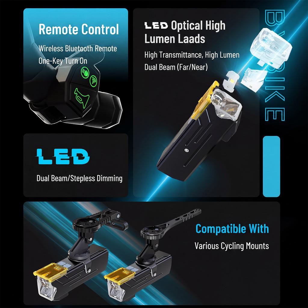 Lampa Rowerowa Przednia 4000mAh Stop Aluminium Akumulatorowa Lampki Rowerowe Reflektor Rowerowy dla Rowerzystów i Dojazdów