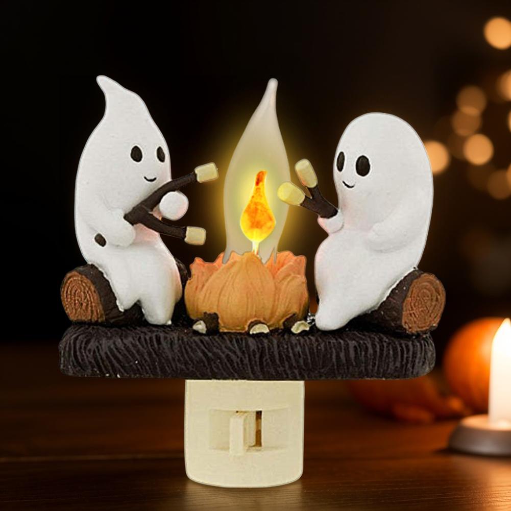 Halloween Ghost Bonfire Twinkling Night Light 3D LED Campfire Night Light Halloween Interior Decoration Room Cute Decoration
