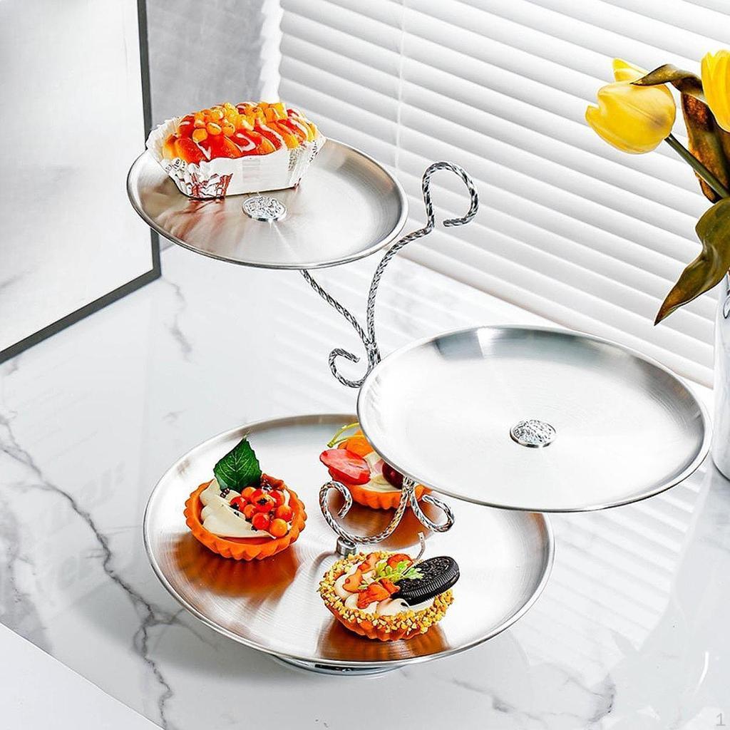 Cupcake Stand Pastry Serving Tray 3 Tier Modern Stainless Steel Dessert Snack for