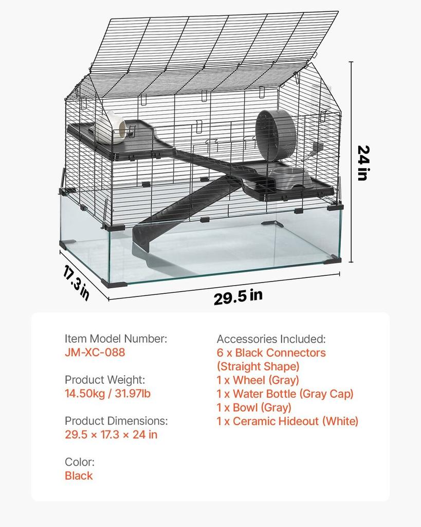 Wire Hamster Cage Habitat 29.5in Rodent Gerbil Small Animal House