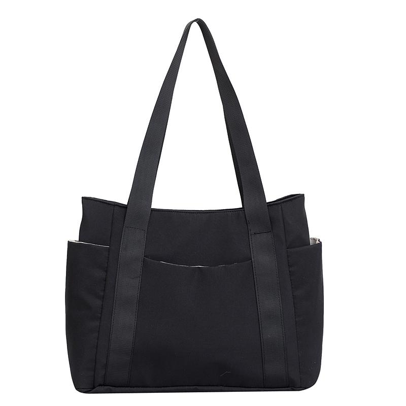 Large Capacity Women s Tote Bag Multi-pocket Work Travel Tote Bag College Student Women s Shoulder Bag Solid Color Women s Bag 29cmX43cmX13cm чёрный