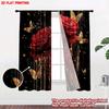 2D flat printing 2pcs Happy Valentine's Day Drapes Butterfly with rose Digital Printed Polyester Drapes Holiday Decorations for
