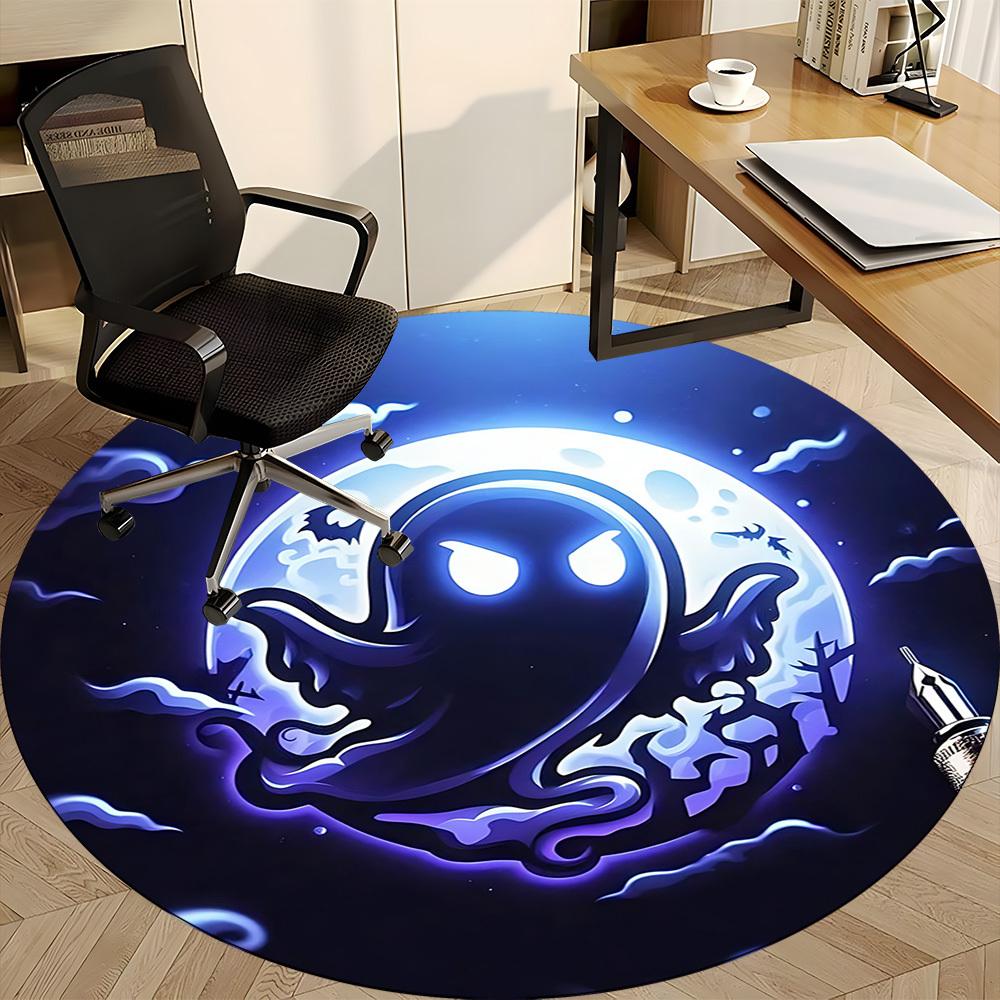 1pc Moon Ghost Office Round Area Rug, Under Office Chairs Bedroom Living Room Home Decor, Room Deco, Available In Various Sizes