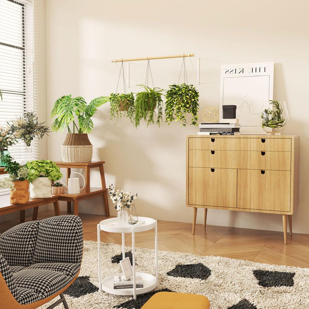 IBUYKE Věšák Dřevěná Trubka Oblečení Šířka Spousta Antický Zeď Snadná Nosnost Závěsný Bílé Dřevo JPTYJ005W Stojan, Stojan, 80cm, Skladování, Styl,