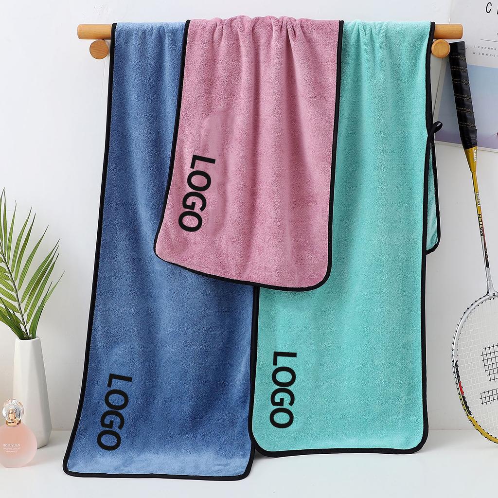 European Hot Selling Microfiber Woven Fitness Towel 30*110 Quick-Drying Sweat-Absorbent Yoga Sports Towel with Embroidered Logo