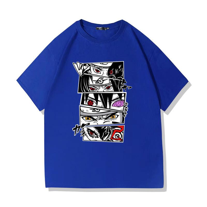 Loose Summer Childrens Tshirt Japanese Anime Naruto Peripheral Pure Cotton Printed Parentchild Casual Short Sleeved Shirt