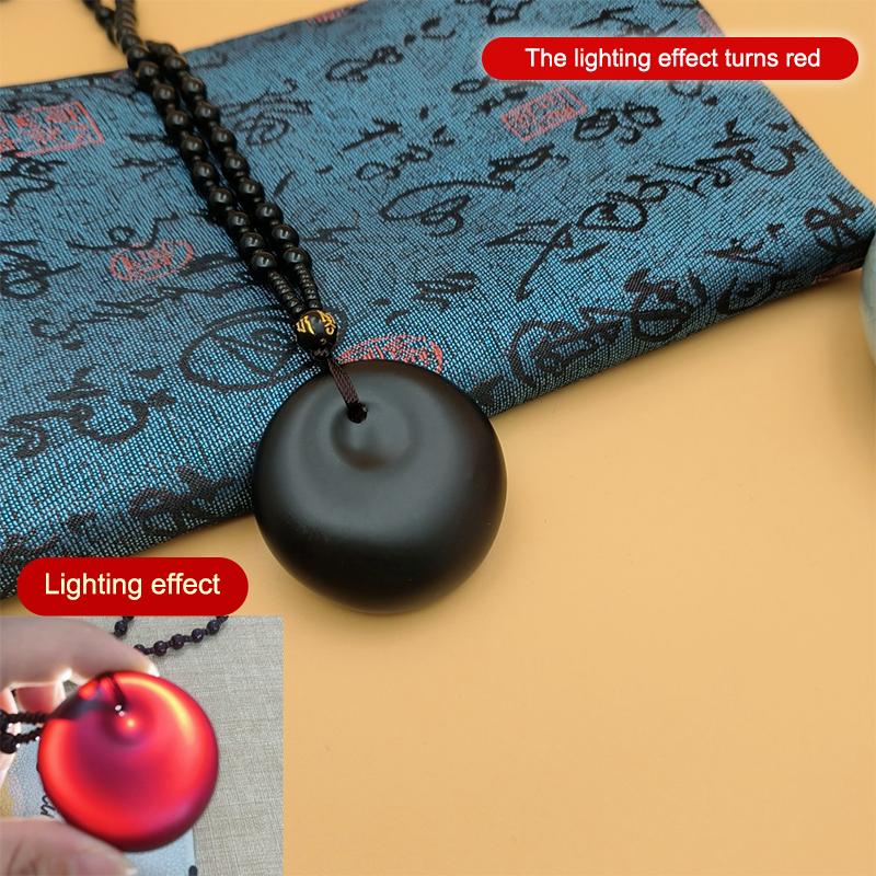 

Dragon Plaque Maitreya Buddha Pendant Necklace Light Changing Red Green Amber Resin Pendant Jewelry Gift For Women Men A9