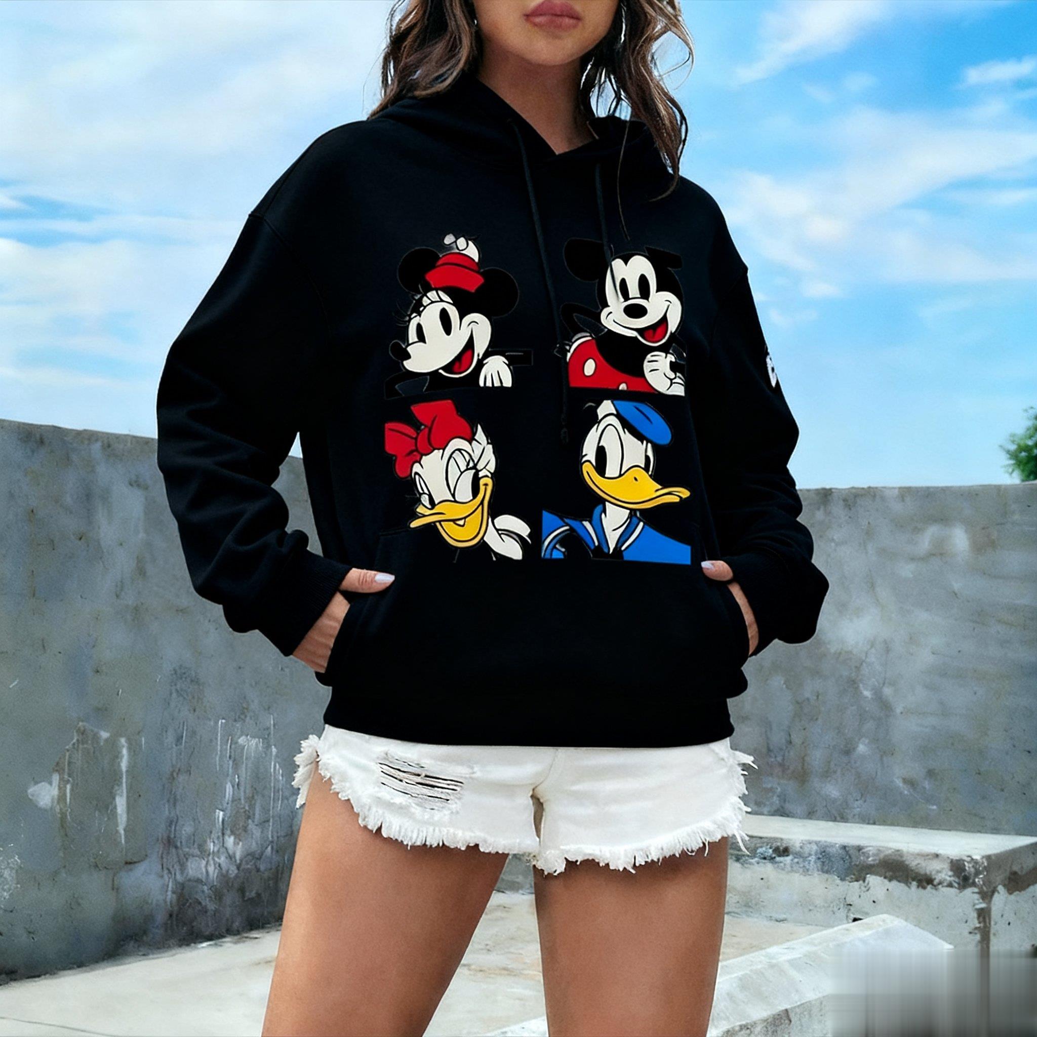 

Disney Mickey Minnie Print Women Men Hoodie Sweatshirt New Spring Autumn Casual Pullover Top Vintage Cartoon Graphic Streetwear S