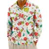 Men's Casual Christmas Print Button Long Sleeve Shirt