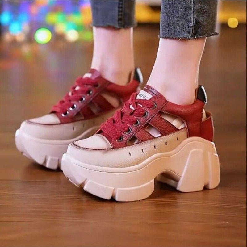 Dad s Beach Casual Sponge Shoes Thick-soled Height-increasing Hollowed-out Sandals 35 1990₽