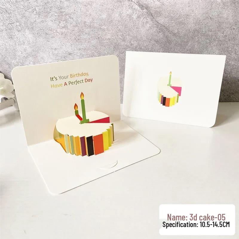 3D Pop-up Birthday Card with Music and Lights - Cake Design