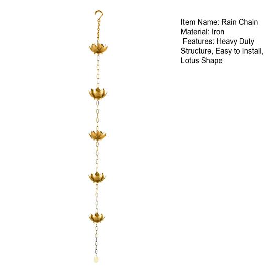 Outdoor Lotus Rain Chain Heavy Duty Metal Garden Hanging Rain Catcher Cups Outside Gutters Downspouts Replacement Decorative Rain Chain
