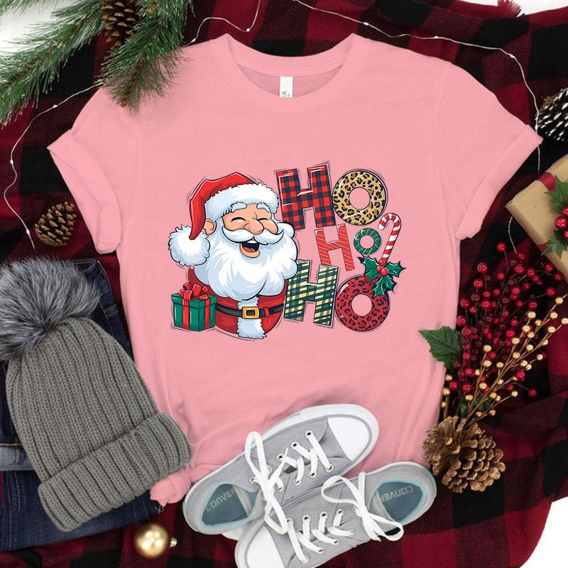 NEW Christmas Santa Claus Ho Ho Ho Print Casual T-Shirt Women Men T Shirt Summer Casual Short Sleeve Harajuku Tops Unisex Tops