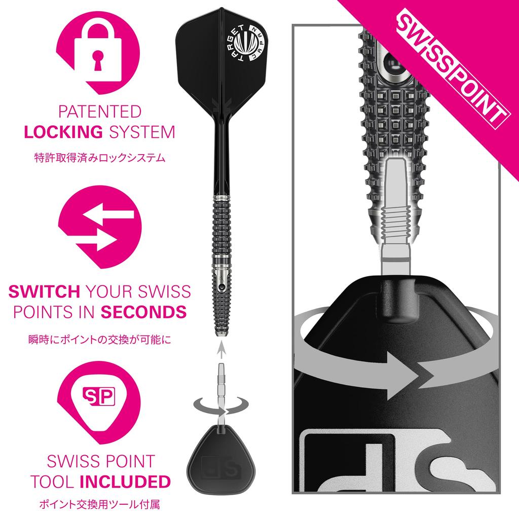 Target Japan THE LEGEND GEN9 PAUL LIM Tungsten Darts 6 Shape Flights and SWISS SILVER NANO POINT 30mm Legend (Paul Lim) 90% Steel-Tip Set, 22g, K-Flex