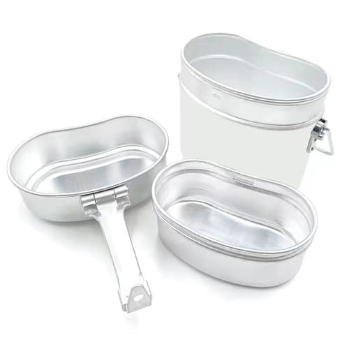 

Eculcki Military Style Hango Lunch Box, Aluminum Bento Box with Handle, for Outdoor BBQs and Rice Cookers (Silver)