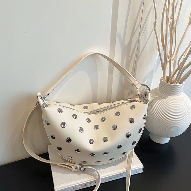 Rivet Crescent Armpit Bag Shoulder Messenger Women's Bag