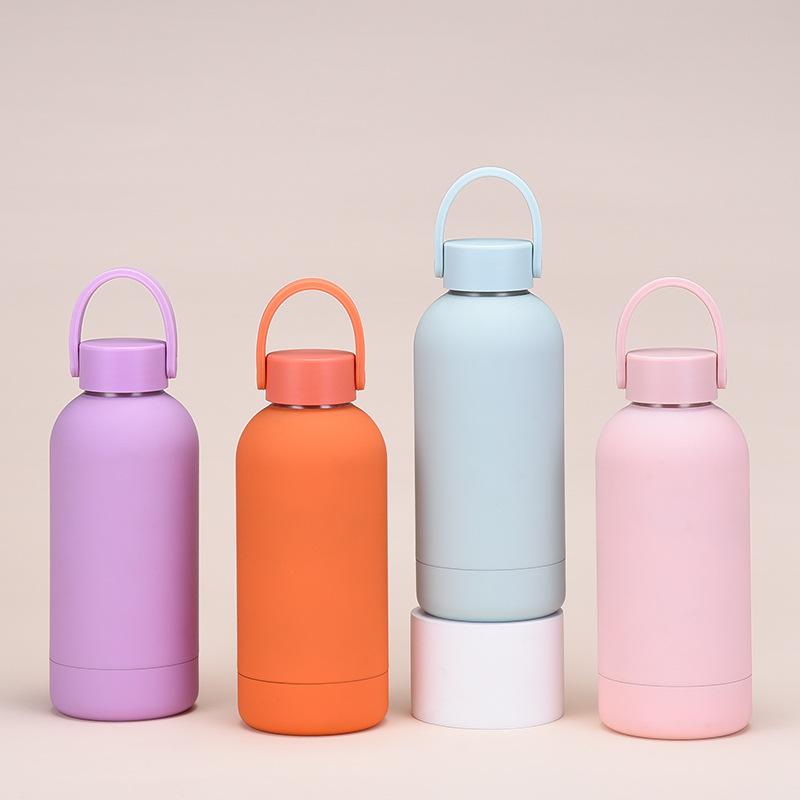 350ml Doppelschichtige Edelstahl-Thermosbecher Tragbarer Griff Einfache Kleine Öffnung Sport-Wasserflasche Outdoor-Wasserbecher