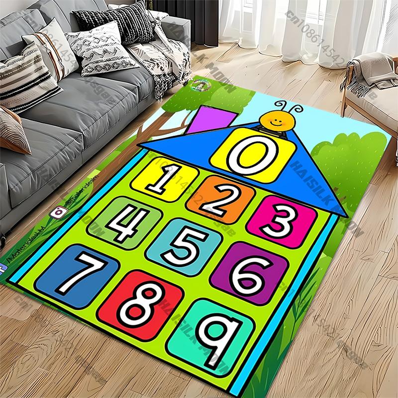 Bunter und lustiger Spielteppich, rutschfeste Bodenmatte für Wohnzimmer, Küche, Eingangstür, Balkon, waschbarer Teppich, Heimdekoration